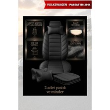 Automod Volkswagen Passat B8 2014 Için Koltuk ve Kılıf Uyumlu Minder Siyah Lüks Yastık 2li Set