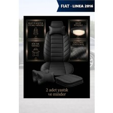 Automod Fiat Linea 2016 Için Koltuk ve Kılıf Uyumlu Lüks Yastık Minder Siyah 2li Set