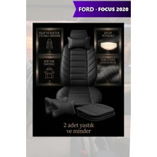 Automod Focus 2020 Için Koltuk ve Kılıf Uyumlu Lüks Siyah Yastık Minder 2li Set