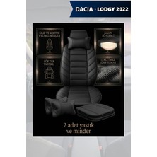 Automod Dacia Lodgy 2022 Için Koltuk ve Kılıf Uyumlu Yastık Lüks Minder Siyah 2li Set