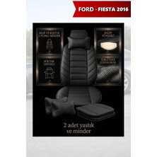 Automod Fiesta 2016 Için Koltuk ve Kılıf Uyumlu Minder Lüks Yastık Siyah 2li Set