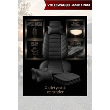 Automod Volkswagen Golf 5 2006 Için Koltuk ve Kılıf Uyumlu Yastık Lüks Siyah Minder 2li Set