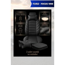 Automod Focus 1998 Için Koltuk ve Kılıf Uyumlu Minder Yastık Lüks Siyah 2li Set