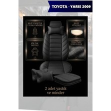 Automod Yaris 2009 Için Koltuk ve Kılıf Uyumlu Siyah Yastık Lüks Minder 2li Set