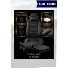 Automod Audi A3 2003 Için Koltuk ve Kılıf Uyumlu Siyah Yastık Minder Lüks 2li Set
