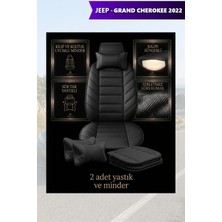 Automod Jeep Grand Cherokee 2022 Için Koltuk ve Kılıf Uyumlu Lüks Siyah Yastık Minder 2li Set