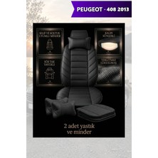 Automod Peugeot 408 2013 Için Koltuk ve Kılıf Uyumlu Yastık Lüks Minder Siyah 2li Set