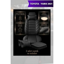 Automod Yaris 2021 Için Koltuk ve Kılıf Uyumlu Minder Siyah Yastık Lüks 2li Set