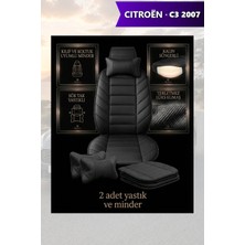 Automod Citron C3 2007 Için Koltuk ve Kılıf Uyumlu Siyah Lüks Yastık Minder 2li Set