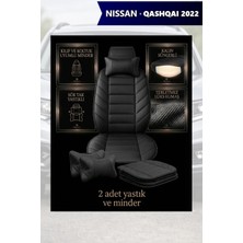 Automod Nissan Qashqai 2022 Için Koltuk ve Kılıf Uyumlu Lüks Siyah Minder Yastık 2li Set