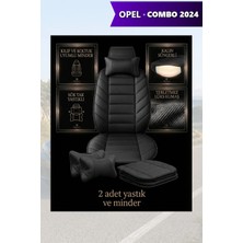 Automod Opel Combo 2024 Için Koltuk ve Kılıf Uyumlu Minder Yastık Lüks Siyah 2li Set
