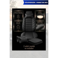Automod Volkswagen Passat B8 2022 Için Koltuk ve Kılıf Uyumlu Siyah Yastık Minder Lüks 2li Set
