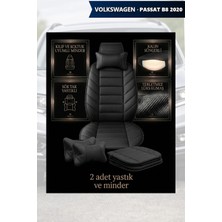 Automod Volkswagen Passat B8 2020 Için Koltuk ve Kılıf Uyumlu Yastık Siyah Minder Lüks 2li Set