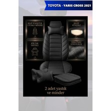 Automod Yaris Cross 2021 Için Koltuk ve Kılıf Uyumlu Minder Lüks Siyah Yastık 2li Set