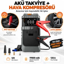 Solezon 19800 Mah 12V Akü Takviye Cihazı Jump Starter Hava Kompresörlü