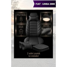 Automod Fiat Linea 2008 Için Koltuk ve Kılıf Uyumlu Siyah Yastık Minder Lüks 2li Set