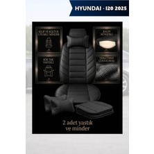 Automod Hyundai I20 2025 Için Koltuk ve Kılıf Uyumlu Lüks Siyah Minder Yastık 2li Set