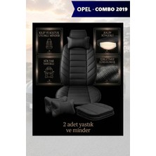 Automod Opel Combo 2019 Için Koltuk ve Kılıf Uyumlu Minder Yastık Siyah Lüks 2li Set