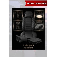 Automod Skoda Scala 2024 Için Koltuk ve Kılıf Uyumlu Minder Siyah Yastık Lüks 2li Set