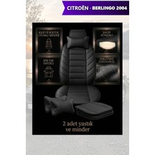 Automod Citron Berlingo 2004 Için Koltuk ve Kılıf Uyumlu Minder Lüks Yastık Siyah 2li Set