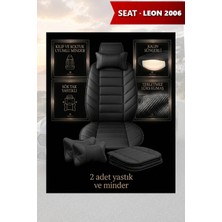 Automod Leon 2006 Için Koltuk ve Kılıf Uyumlu Lüks Siyah Minder Yastık 2li Set