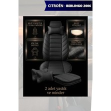 Automod Citron Berlingo 2006 Için Koltuk ve Kılıf Uyumlu Minder Siyah Lüks Yastık 2li Set