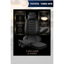 Automod Yaris 2018 Için Koltuk ve Kılıf Uyumlu Lüks Yastık Minder Siyah 2li Set