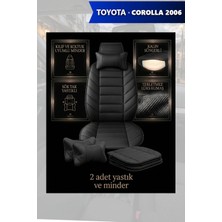 Automod Corolla 2006 Için Koltuk ve Kılıf Uyumlu Yastık Lüks Siyah Minder 2li Set