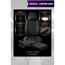 Automod Skoda Superb 2004 Için Koltuk ve Kılıf Uyumlu Minder Siyah Yastık Lüks 2li Set