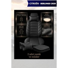 Automod Citron Berlingo 2020 Için Koltuk ve Kılıf Uyumlu Siyah Lüks Yastık Minder 2li Set