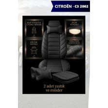 Automod Citron C3 2002 Için Koltuk ve Kılıf Uyumlu Siyah Minder Yastık Lüks 2li Set