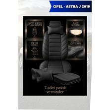 Automod Opel Astra J 2019 Için Koltuk ve Kılıf Uyumlu Lüks Siyah Yastık Minder 2li Set