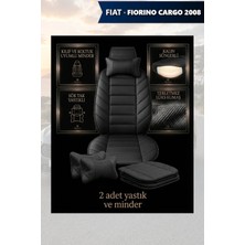 Automod Fiat Fiorino Cargo 2008 Için Koltuk ve Kılıf Uyumlu Lüks Minder Yastık Siyah 2li Set