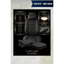 Automod Volvo S60 2024 Için Koltuk ve Kılıf Uyumlu Minder Lüks Siyah Yastık 2li Set