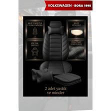 Automod Volkswagen Bora 1998 Için Koltuk ve Kılıf Uyumlu Minder Yastık Siyah Lüks 2li Set