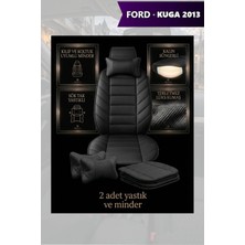 Automod Kuga 2013 Için Koltuk ve Kılıf Uyumlu Minder Siyah Yastık Lüks 2li Set