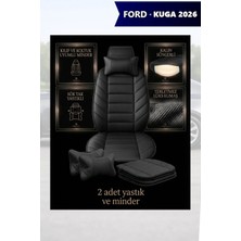 Automod Kuga 2026 Için Koltuk ve Kılıf Uyumlu Minder Yastık Siyah Lüks 2li Set