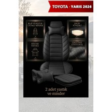 Automod Yaris 2026 Için Koltuk ve Kılıf Uyumlu Lüks Minder Yastık Siyah 2li Set