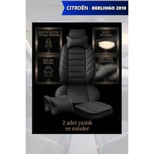 Automod Citron Berlingo 2010 Için Koltuk ve Kılıf Uyumlu Lüks Siyah Yastık Minder 2li Set