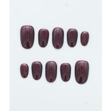 Cherry Red Protez Jel Takma Tırnak - El Yapımı Kalıcı Oje Nail Art - NC167