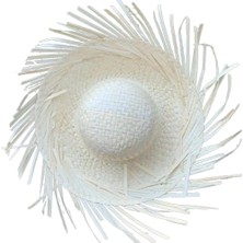 Raftan Topla Tropikal Parti Beyaz Hasır Hawaii Şapkası 13X36 cm