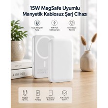 Emt Pazarlama® 15W Magsafe Uyumlu Manyetik Kablosuz Powerbank 5000 Mah