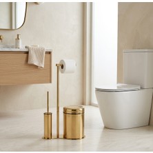 Titanium Design Gold Lüx Çöp Kovası Kağıtlık ve Fırçalık Seti