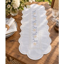 Linoriahome Kanaviçe Nakışlı Isviçre Keteni Konsol Örtüsü Runner 35X80 cm