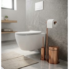 Titanium Design Bronz Lüx Çöp Kovası Kağıtlık ve Fırçalık Seti