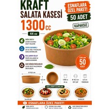 Optimex 1300 cc Kraft Salata Kasesi 50 Adet Kapaksız 44 Oz Gıda Kabı Salata Meze ve Yemek Kasesi