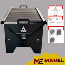 Manel Premium Kalite , Portatif Katlanabilir , Taşınabilir Demonte Mangal ve Ateş Çukuru / 2mm Kalınlık / Siyah
