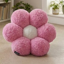 Ju Yaratıcı Tasarım Soft Pelüş Papatya Dekoratif Yastık  Bahar Şıklığında Kırlent ve Minder Pembe 45X45 Çapında