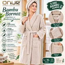 Öztürk Konsept Bambu Bornaz Bayan L/xl %100 Bambu Kumaş Yumuşak Dokulu Şal Yaka Cepli Konforlu Üniseks Bornoz