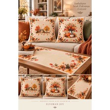 Elvoran Joy Sonbahar Temalı 3’lü Dekoratif Set – 2 Adet 43X43 cm Kırlent Kılıfı + 1 Adet 40X135 cm Runner